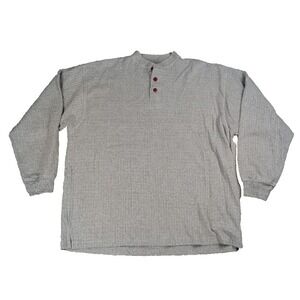 Chesterfield Shirt XL Men Quarter Button Mock Neck Ribbed Pullover Grey **Stains